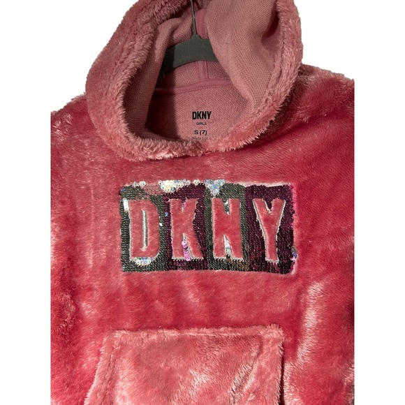: DKNY Girls Classic Comfy Sweatshirt, Dusty Rose, SZ S(7) K40 * - Picture 3 of 4